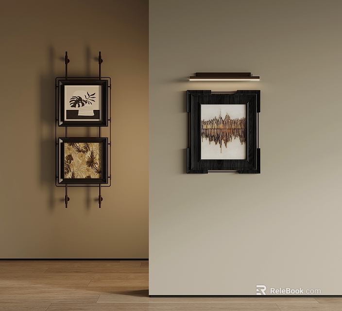 Stylish Home Wall Decorative Paintings With Framed Artwork And Unique Design Patterns 3d model 