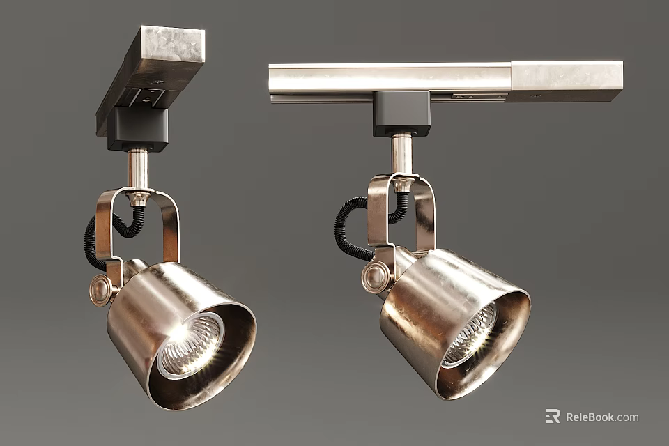 Adjustable Head Metal Track Spotlights With Modern Design For Indoor Lighting 3d model 