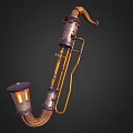 Steampunk Style Weapon Featuring Long Curved Tube Metal Parts And Lantern