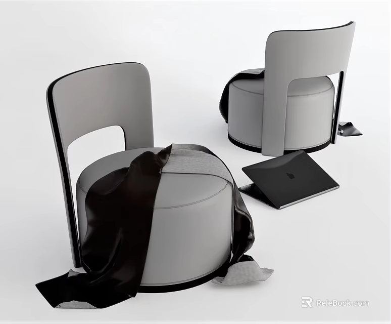 Modern Grey Single Sofa With Soft Upholstery And Decorative Throw 3d model