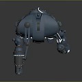 Blue Sci Fi Robot With Metallic Armor And Mechanical Arm Design