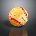 Autographed Baseball Sports Equipment With Red Stitching And Handwritten Signatures