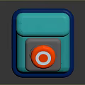 Blue And Cyan Equipment Device With Red Target Symbol On Top And Multi Layered Structure