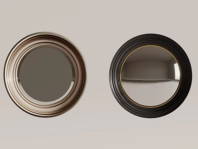 Round Decorative Mirrors with Gold and Black Frames for Home Wall Decor 3d model