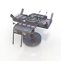 Futuristic Sci Fi Platform Structure With Extended Sections Central Dome And Support Pillars