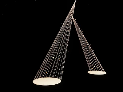 Modern Symmetric Installation With Thin Wires And White Circular Panels On Black Background 3d model