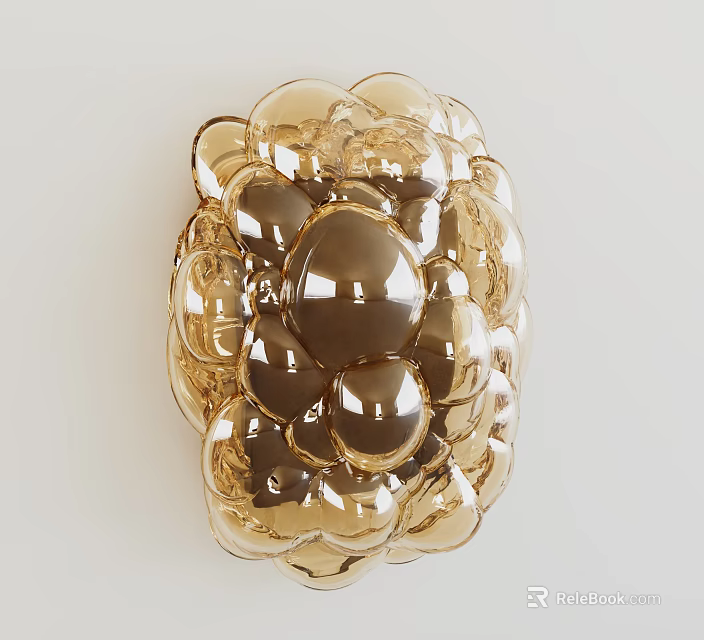 Unique Abstract Wall Light With Amber Glass Bubble Design For Modern Interior 3d model