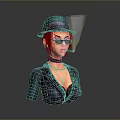 Stylish Female Game Movie Character 3D Model Wearing Black Hat Sunglasses Cigar And Dark Suit