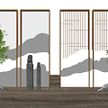 New Chinese Style Partition Glass Landscape Partition Metal Partition Glass Partition Landscape Partition Green Plant Partition Flower Lattice Plant 3d model
