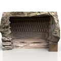 Stone Sculpture Carving Featuring Niche Structure With Intricate Carved Figures Rock Texture And Vines