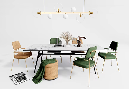 Light Luxury Dining Table and Chair Combination Simple Dining Table and Chair Combination Dining Table and Chair 3d model