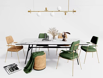 Light Luxury Dining Table and Chair Combination Simple Dining Table and Chair Combination Dining Table and Chair 3d model