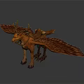Fantasy Character Orange Griffin Creature With Large Wings Horns And Claws