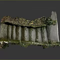 Ancient Stone Architectural Component With Green Moss Growth And Carved Patterns 3d model