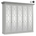Modern Elegant Five Door Wardrobe With Mirrored Panels And Geometric Patterns