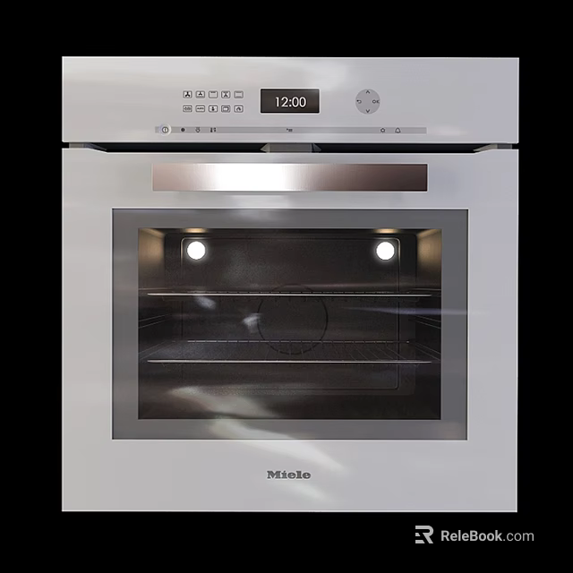Midea White Modern Oven With Digital Display Interior Lights And Glass Door 3d model 