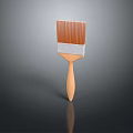 Household Cleaning Brush Featuring Brown Bristles Wooden Handle And Metal Band