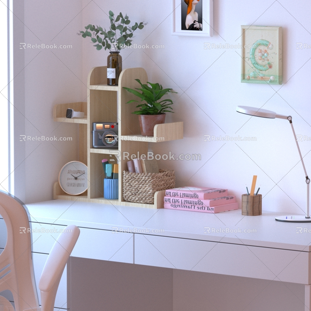 Desk Desktop Shelf Desktop Bookshelf 3d model