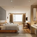 Modern Comfortable Hotel Guest Room With Warm Wooden Style And Spacious Bright Indoor Environment