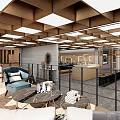 Modern Leisure Area With Wooden Ceiling Sofa Coffee Table And Open Design