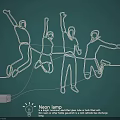 Modern Neon Lamp Combination With Jumping People Silhouettes Creative Design 3d model