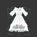 Purple Princess Dress Featuring Red Ruffled Collar Pink Red Puff Sleeves And Hem