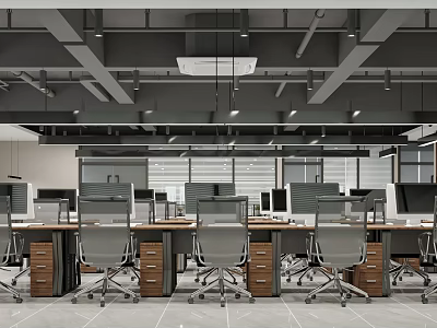 Modern public office area 3d model