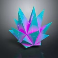 Vibrant Geometric Sculpture With Turquoise Pink Sharp Facets And Glittering Surface