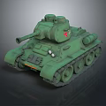 Green Military Tank With Turret Gun Barrel Tracks And Red Insignia Design