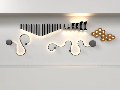 Modern Special-shaped Wall Lamps with Curved Linear Designs and Illuminated Wall Mounted 3d model