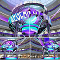 Delicious Street City Market Interior In Modern Shopping Mall With Colorful Lighting