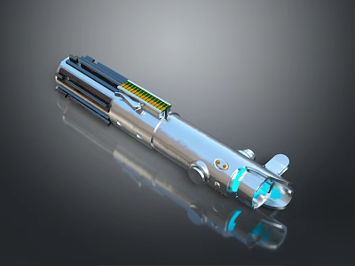 High Quality Metallic Industrial Equipment with Elongated Design Blue Yellow Elements and Reflective Mechanical Structure 3d model