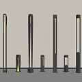 Modern Outdoor Lights In Various Sizes With Black Frames And Illuminated Features 3d model