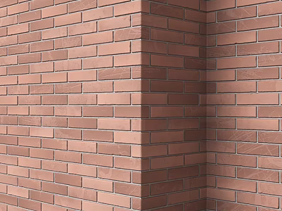 Red Brick Wall Corner Architectural Structure With Textured Masonry Surface 3d model