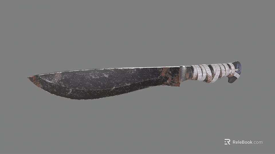 Vintage Knife with Rustic Sharp Blade and Wrapped Handle Design for Outdoor Survival Use 3d model 