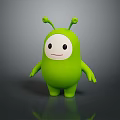 Cute Green 3D Game And Movie Character With Antennae White Face Black Eyes