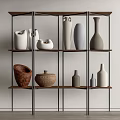 Stylish Display Shelf with Various Vases and Ceramic Pottery for Home Decor