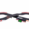 Infinity Shaped Toy Race Track With Black White Lanes Striped Edges And Start Finish Sign