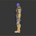 Thanos Character Model With Purple Skin And Gold Blue Armor In Standing Pose