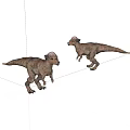 Two Realistic Feathered Dinosaur Models With Dynamic Poses On White Background 3d model