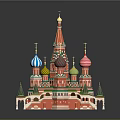 St. Basil's Cathedral 3D Model With Colorful Domes Red Architecture And Golden Spires