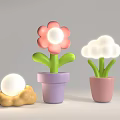 Cute Cartoon Table Lamps With Flower Cloud Pebble Shaped Designs For Kids Room
