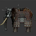 Mythical Elephant Wearing Intricate Metal Armor With Spikes And Scaled Decorations