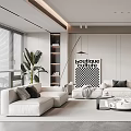 Modern Living Room Interior With White Sofas And Coffee Table 3d model