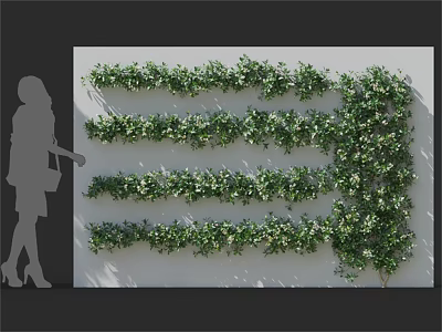 Green Climbing Vines Wall Decor Design With Lush Foliage And Vertical Greenery Pattern 3d model