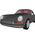 Silver Porsche Classic Sports Car With Vintage Design Sleek Body And Round Headlights