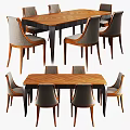 Modern Wooden Dining Table Set With Upholstered Chairs And Rectangular Square Tables 3d model