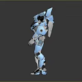 Blue Mechanical Robot Character With Futuristic Metallic Structure And 3D Model Design