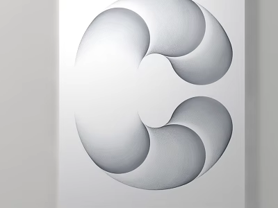 Abstract Artwork With Smooth Curves And Interconnected Semi Circular Arcs On White Background 3d model