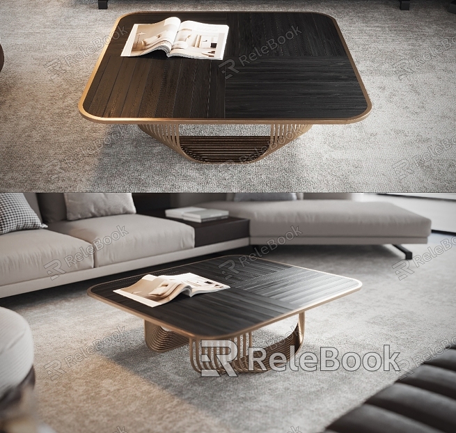 Special-shaped metal wooden coffee table model